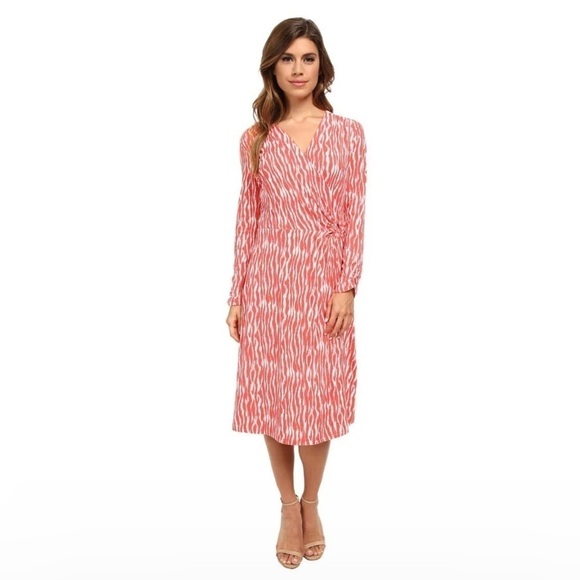 Pendleton Breezeway Dress Salmonberry/Ivory Zebra Knit L - Picture 1 of 10